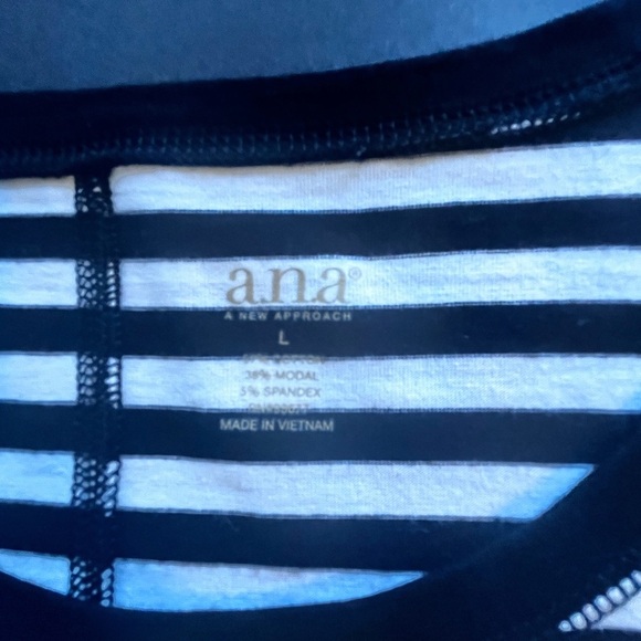 a.n.a Black White Striped Tunic Long Cuffed Sleeves Cotton Blend Size Large - Picture 5 of 10